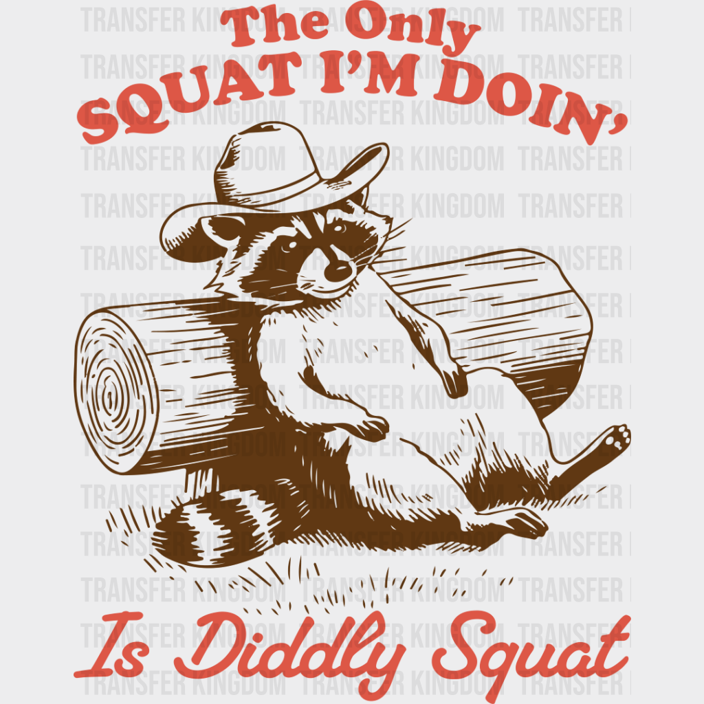 Diddly Squat Raccoon Design - Funny Dtf Transfer Unisex S & M (10’’) / Brown Color See Imaging