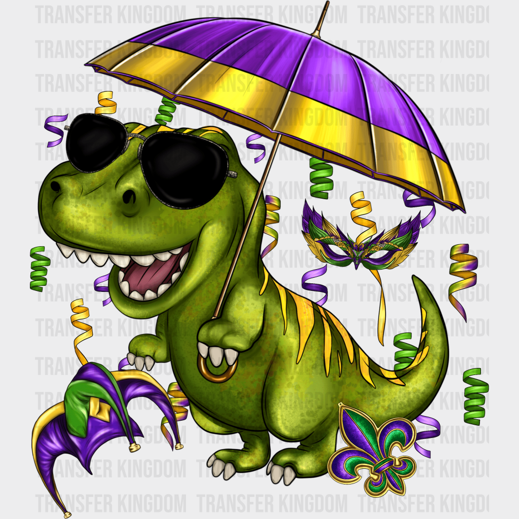 Dinosaur Mardi Gras Design- Dtf Heat Transfer