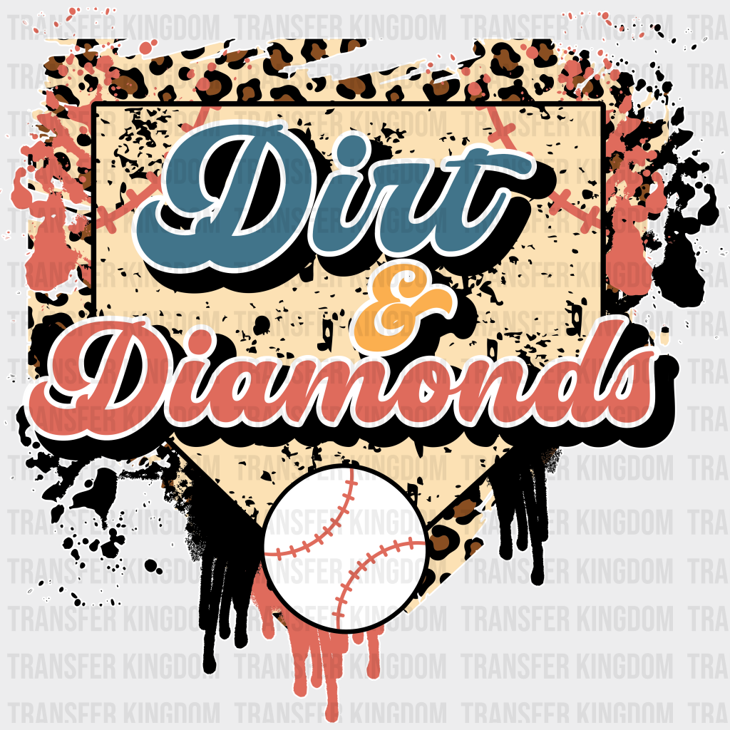 Dirt And Diamond - Baseball Dtf Heat Transfer Unisex S & M (10’’) / Light Color Design (See Imaging)