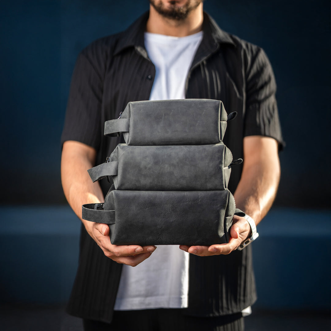 Faux Leather Dopp Kit – Men’s Travel Toiletry Bag