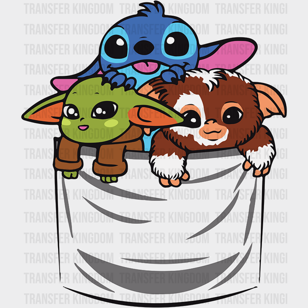 Disney Baby Yoda Stitch Friends Design - Dtf Heat Transfer Unisex S & M (10’’) / Light Color