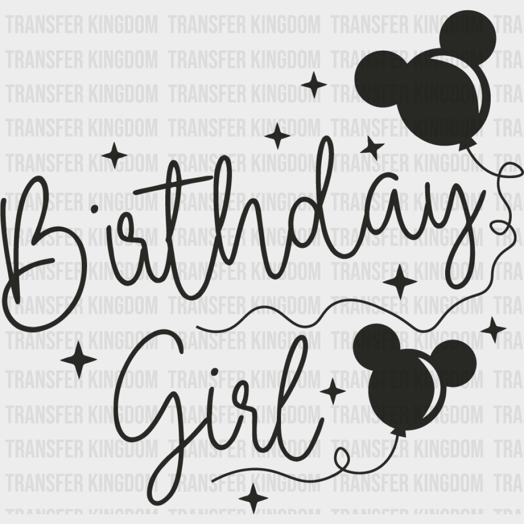 Disney Birthday Girl Design - Dtf Heat Transfer Unisex S & M ( 10 )