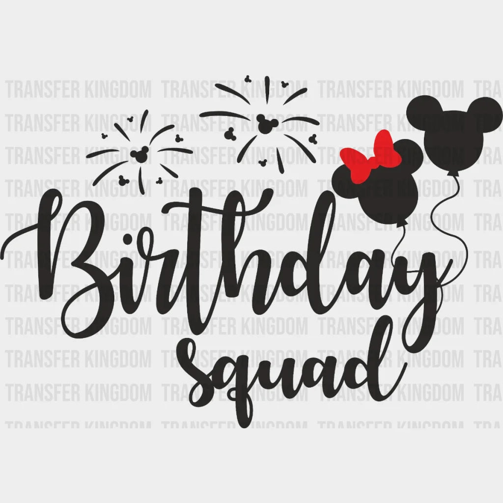 Disney Birthday Squad Mickey And Minnie Balloons Design - Dtf Heat Transfer