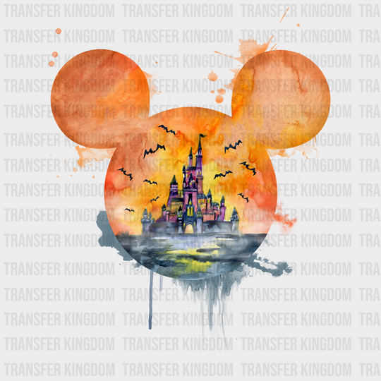 Disney Castle Mickey And Minnie Head Watercolor Design - Dtf Heat Transfer Unisex S & M ( 10 ) /