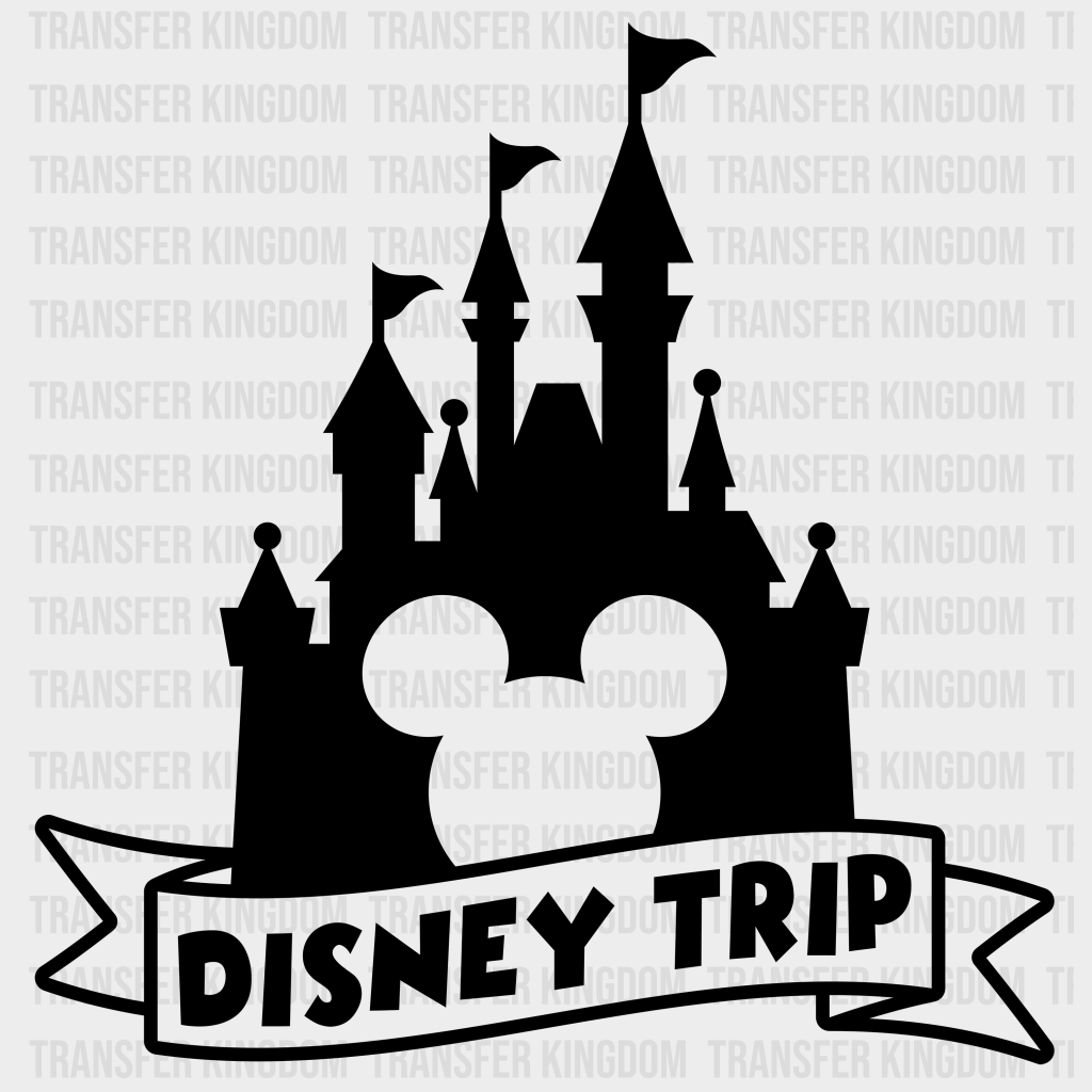 Disney Castle - Trip Mickey And Minnie Design Dtf Heat Transfer Unisex S & M ( 10 ) / Dark Color