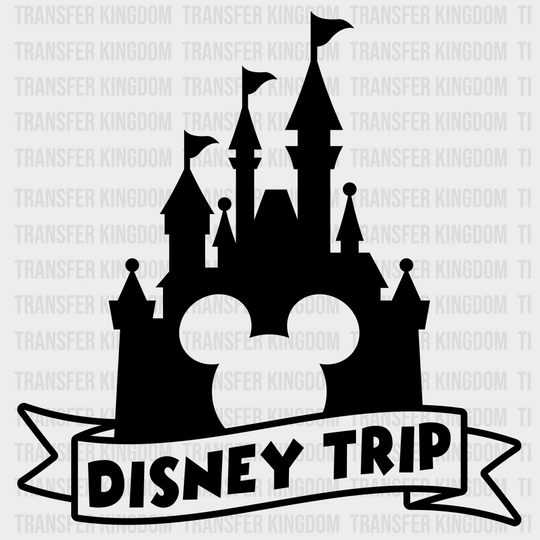 Disney Castle - Trip Mickey And Minnie Design Dtf Heat Transfer Unisex S & M ( 10 ) / Dark Color