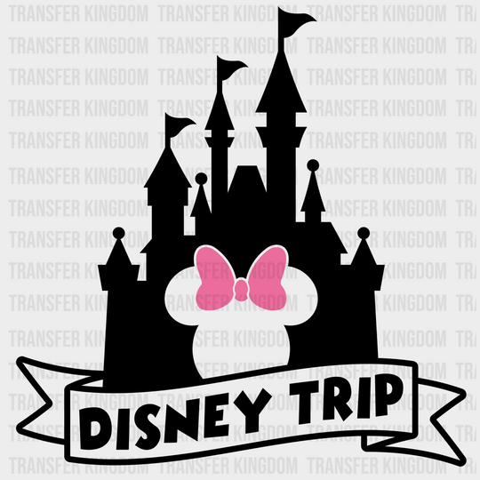 Disney Castle - Trip Mickey And Minnie Design Dtf Heat Transfer Unisex S & M ( 10 ) / Dark Color