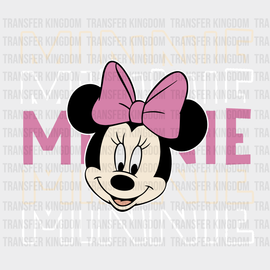 Disney Characters Stacked With Face Design - Dtf Heat Transfer Unisex S & M ( 10 ) / Minnie Light