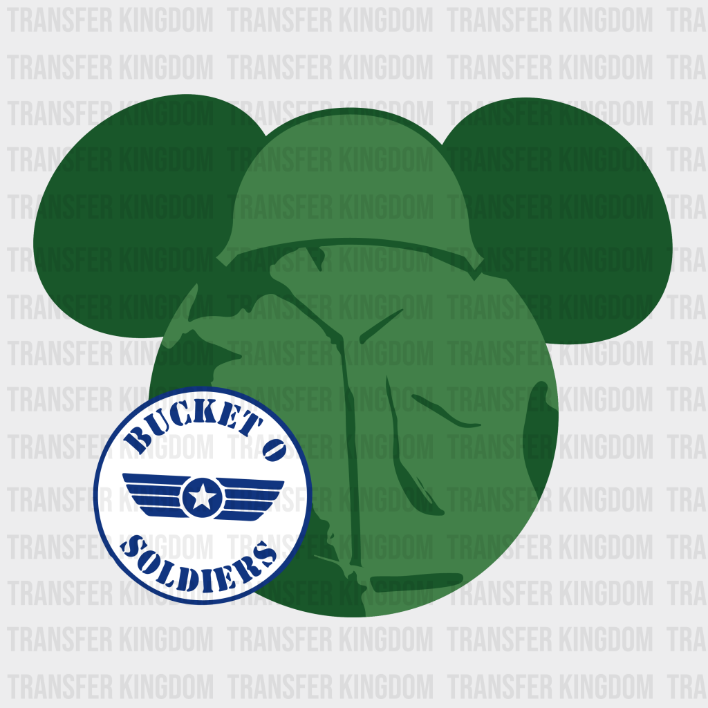 Disney Mickey Ears Green Army Man Bucket 0 Soldiers Design - Dtf Heat Transfer Unisex S & M ( 10 )