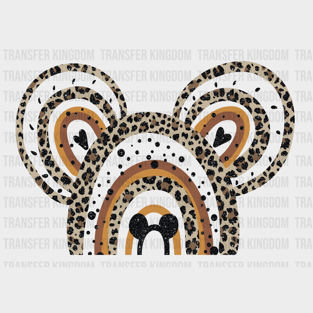 Disney Mickey Ears Leopard Rainbow Design - Dtf Heat Transfer Unisex L & Xl ( 11 ) / Dark Color (See