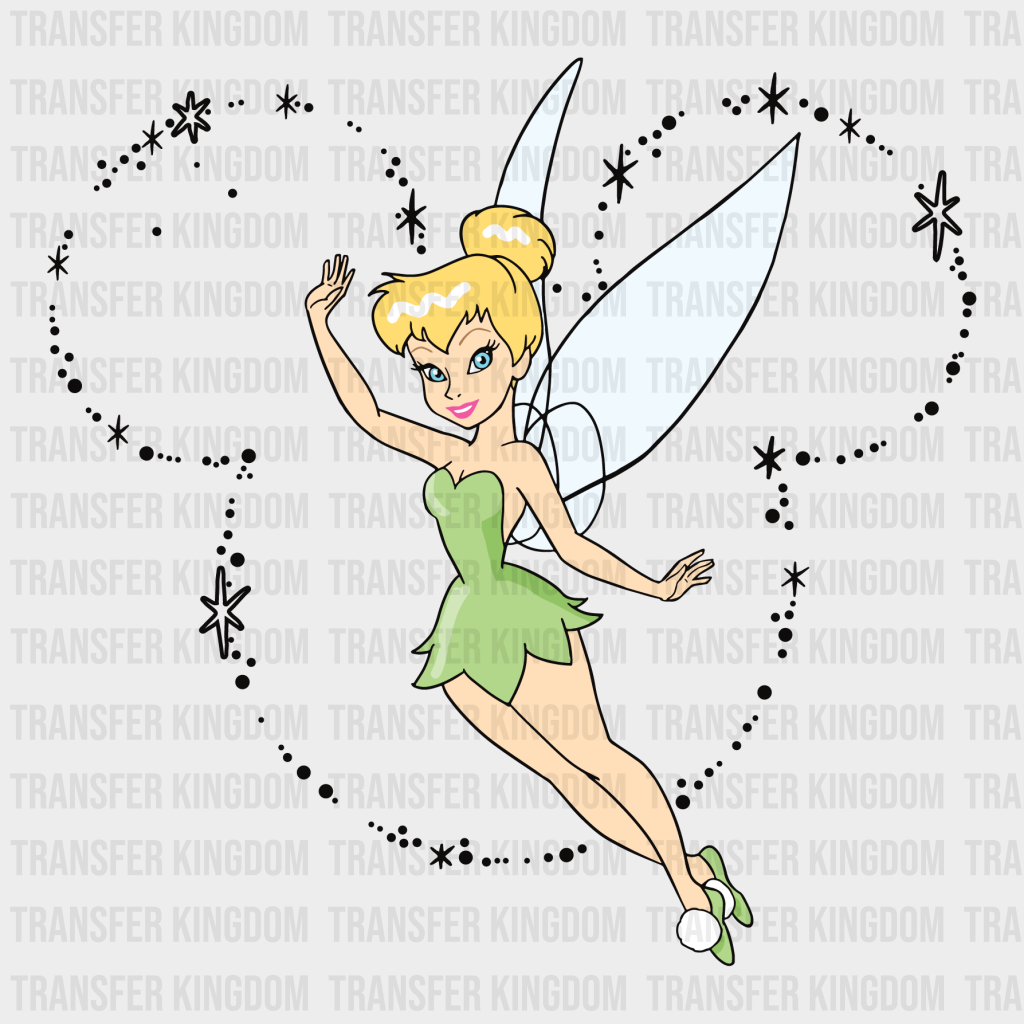 Disney Mickey Head Tinkerbell Design - Dtf Heat Transfer Unisex S & M ( 10 ) / Dark Color See