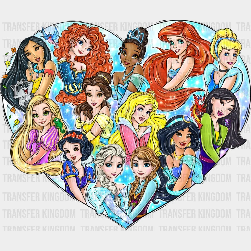 Disney Princesses Heart Design - Dtf Heat Transfer