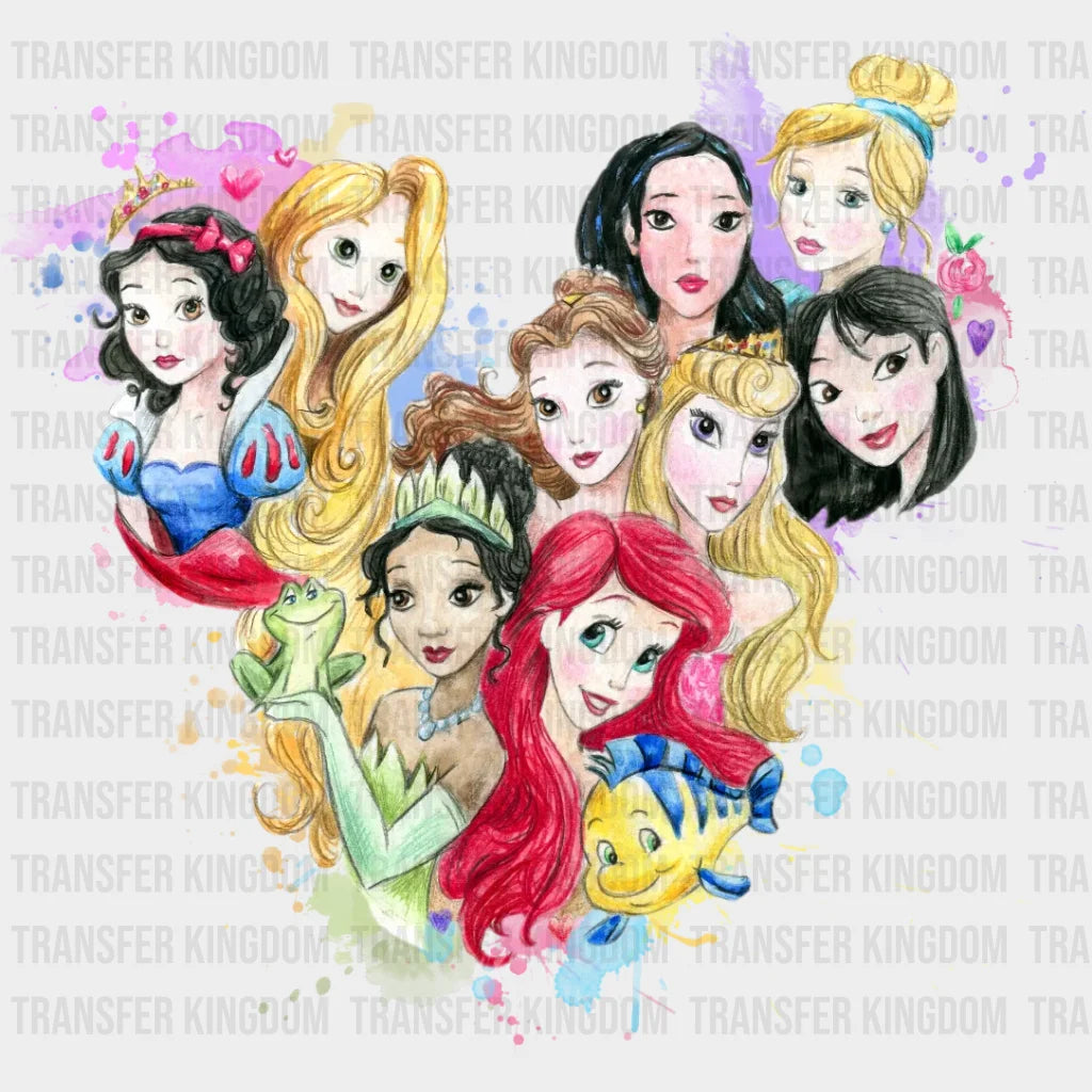 Disney Princesses Watercolor Mickey Head Design - Dtf Heat Transfer