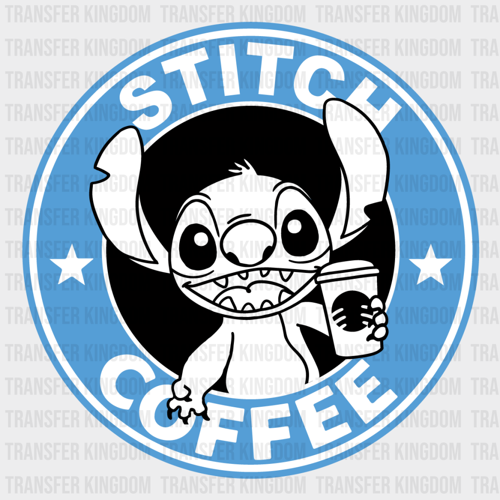 Disney Stitch Coffee Design - Dtf Heat Transfer Unisex S & M ( 10 )