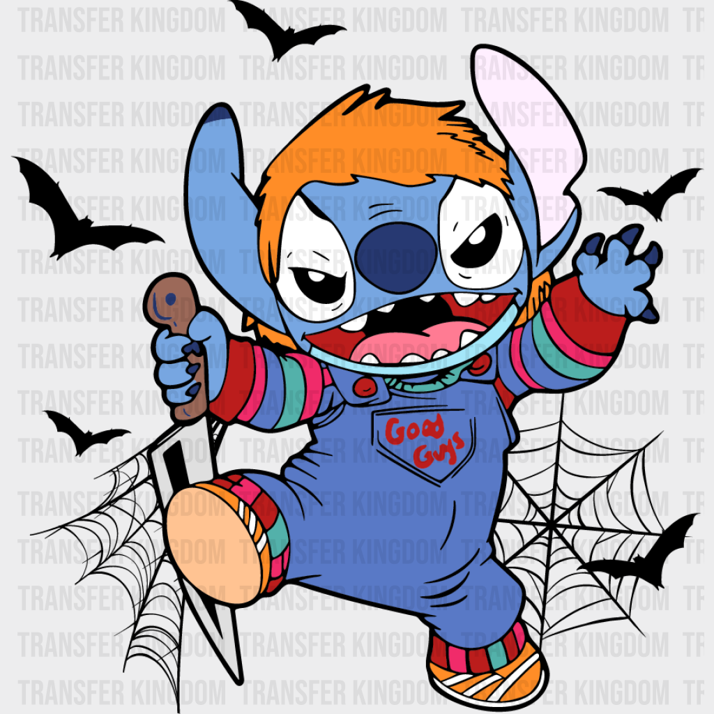 Disney Stitch Halloween Chucky Design - Dtf Heat Transfer Unisex S & M ( 10 )