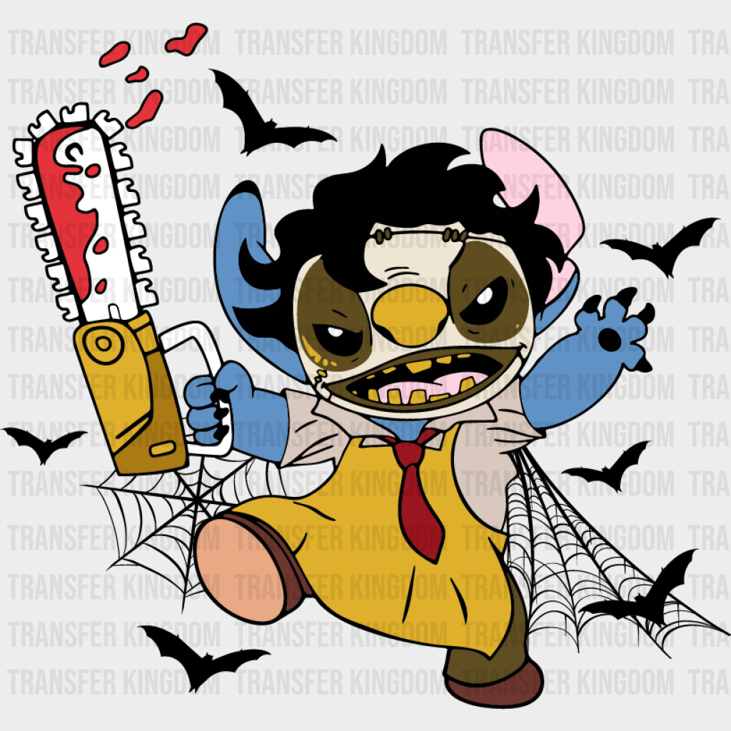 Disney Stitch Halloween Leatherface Design - Dtf Heat Transfer Unisex S & M ( 10 )