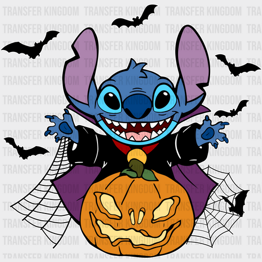 Disney Stitch Halloween Pumpkin Design - Dtf Heat Transfer Unisex S & M (10’) / Light Color See