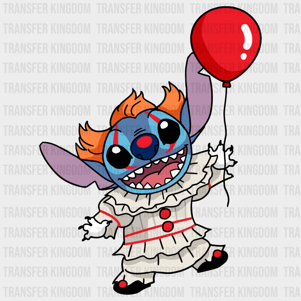 Disney Stitch Pennywise Design - Dtf Heat Transfer Unisex S & M ( 10 ) / Dark Color See Imaging