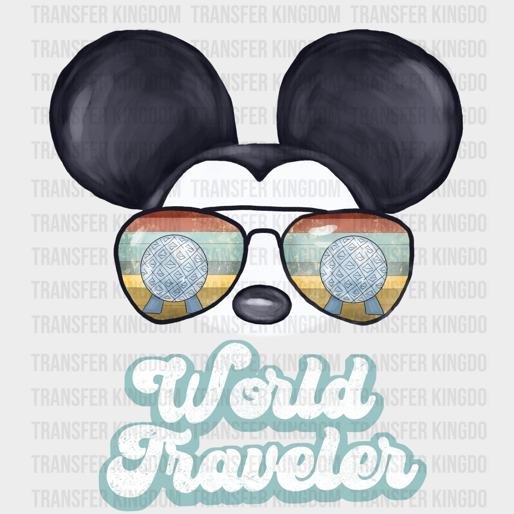 Disney World Traveler Mickey And Minnie Aviator Sunglasses Design - Dtf Heat Transfer Unisex S & M (