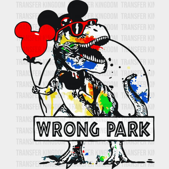 Disney Wrongpark Jurassic Park Dinosaur With Mickey Head Balloon Design - Dtf Heat Transfer