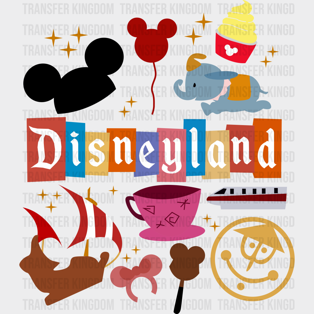 Disneyland Elephant And Coffee Mug Disney Dtf Transfer Unisex - S & M (10’) / Dark Color Design