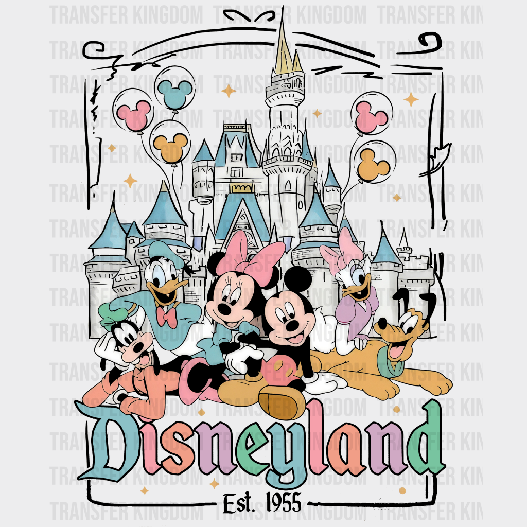 Disneyland Est. 1955 Disney Dtf Transfer Unisex - S & M (10’) / Dark Color Design See Imaging