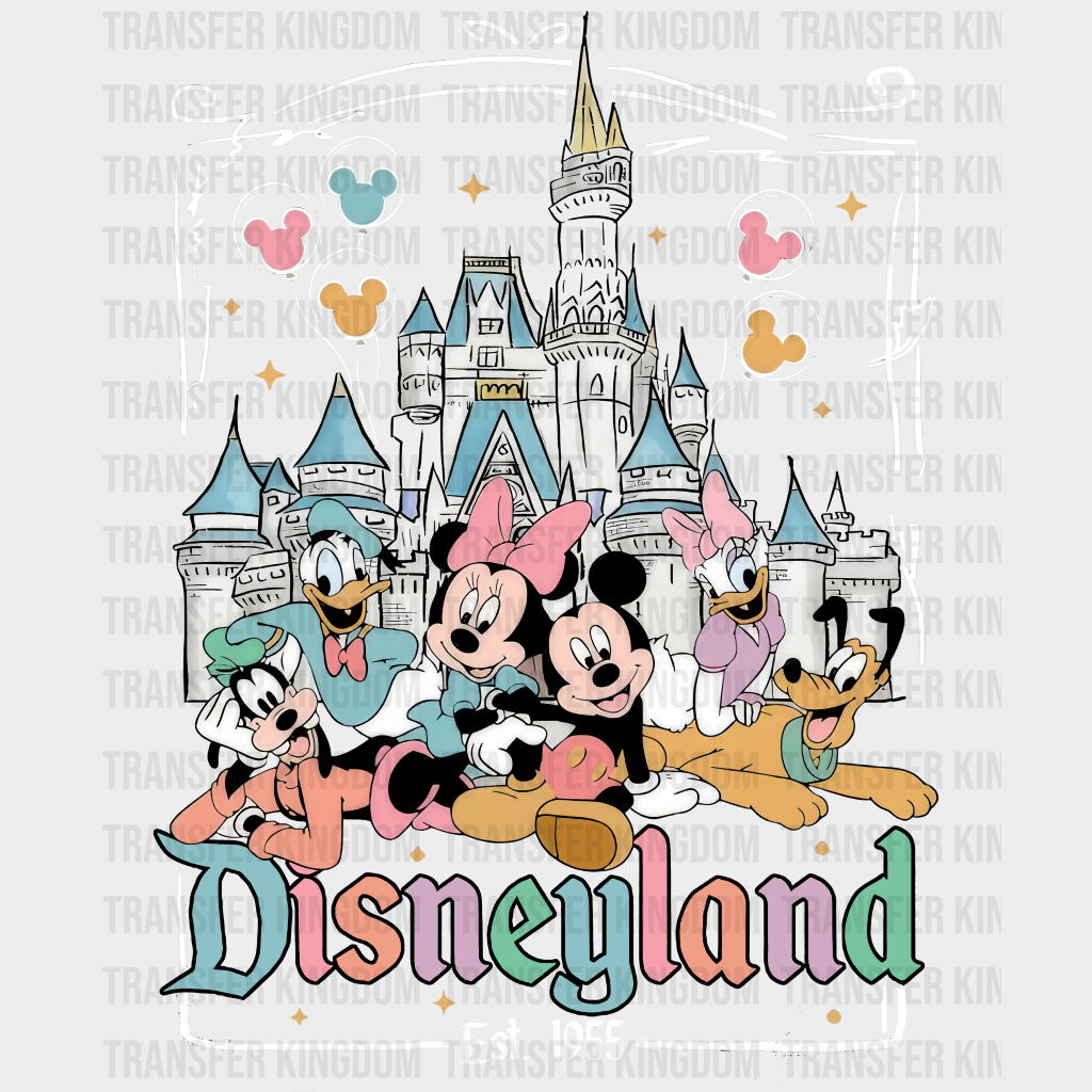 Disneyland Est. 1955 Disney Dtf Transfer Unisex - S & M (10’) / Light Color Design See Imaging