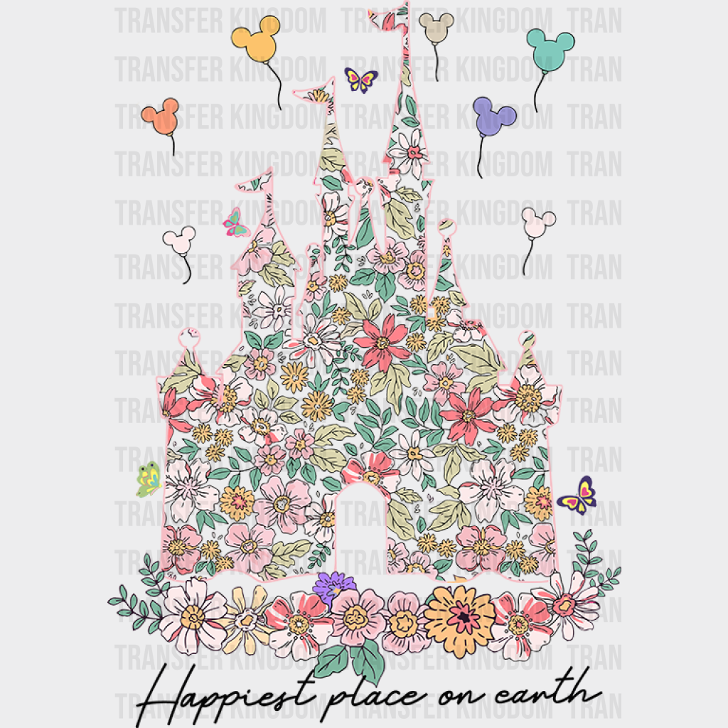 Disneyland Flowers Disney Dtf Transfer Unisex - S & M (10’) / Dark Color Design See Imaging