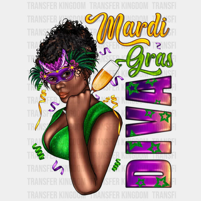 Diva Mardi Gras Design- Mardi Gras DTF heat transfer