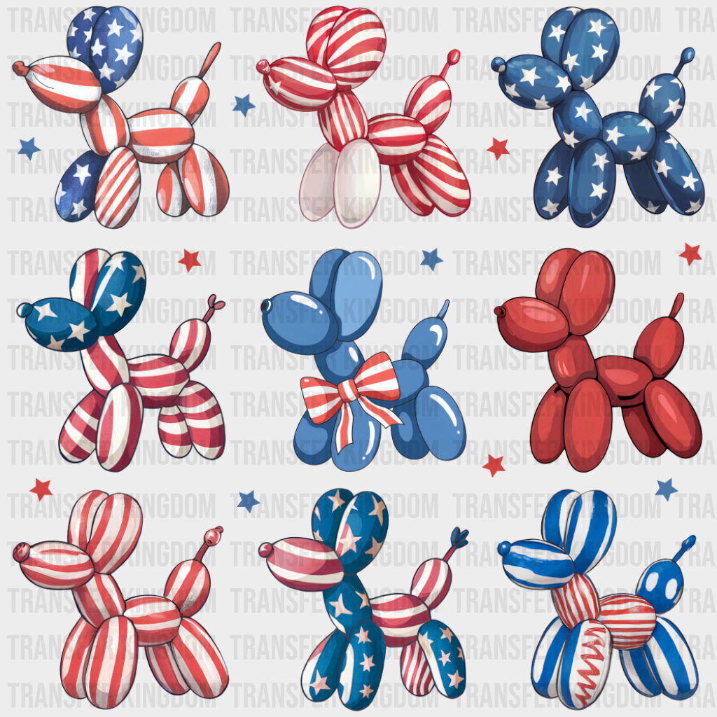 Dog Balloons - 4th Of July DTF Transfer