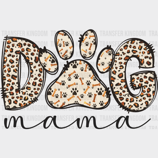 Dog Mama Paw B&W Design - Dogs DTF Transfer Adult Unisex - S & M (10’’) / Dark Color Design (See Imaging)