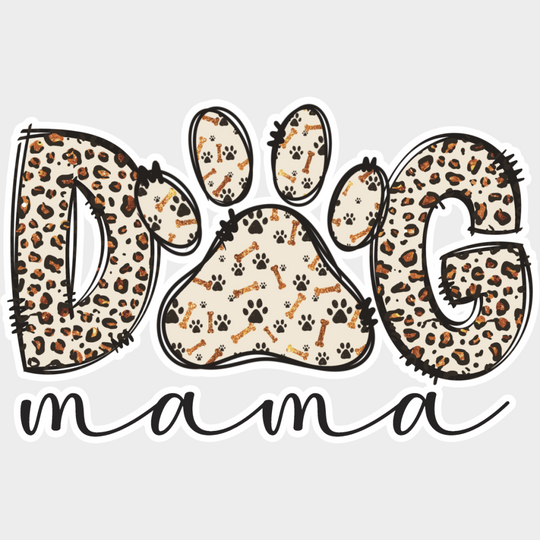 Dog Mama Paw B&W Design - Dogs DTF Transfer Adult Unisex - S & M (10’’) / Light Color Design (See Imaging)