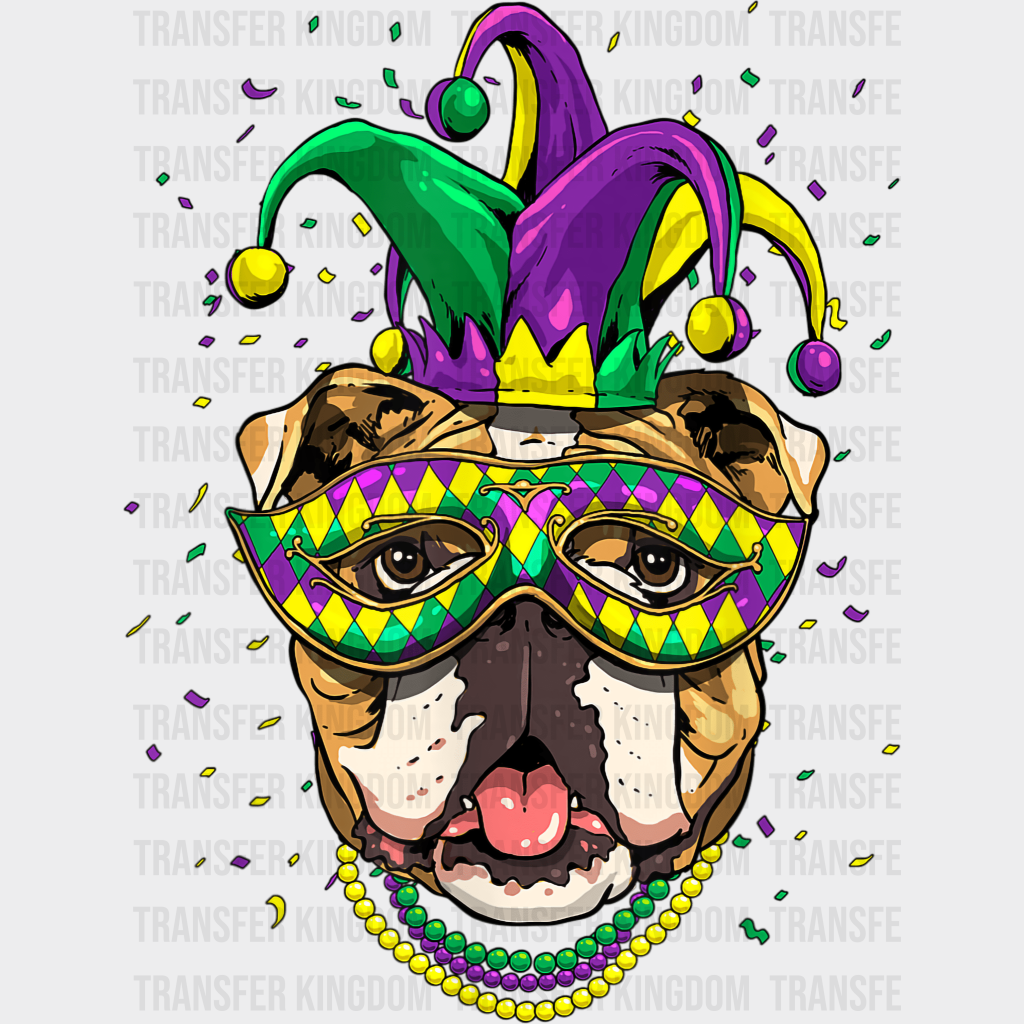 Dog Mardi Gras Design- Dtf Heat Transfer