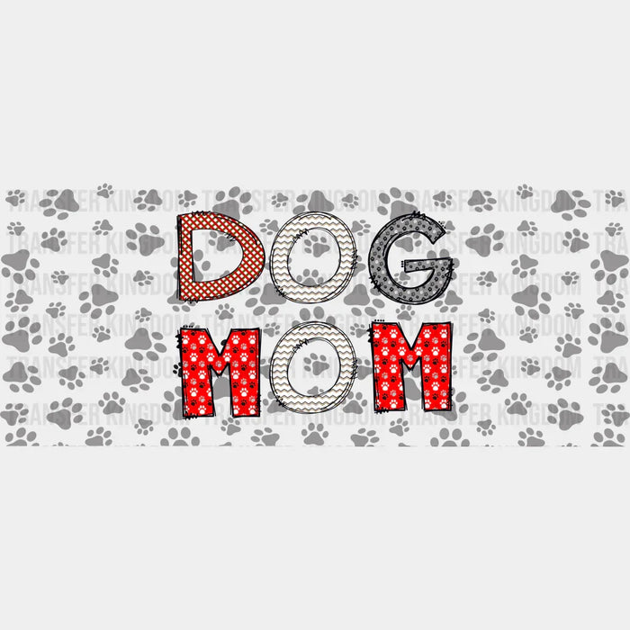 Dog Mom Red White Grey - Pets Cup Wrap UV Sticker Permanent UV DTF Decal