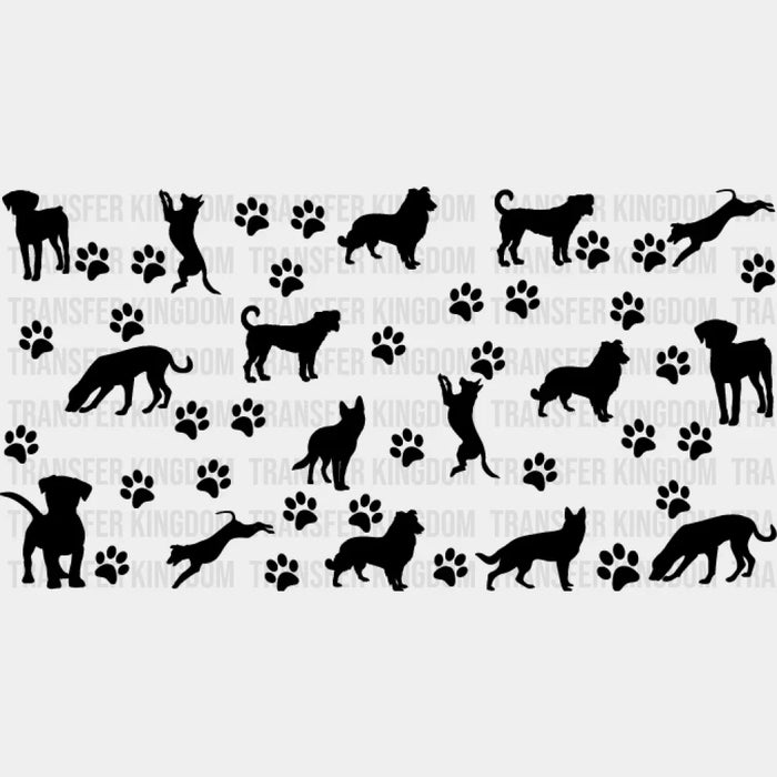 Dog Paw Dark Design - Pets Cup Wrap UV Sticker Permanent UV DTF Decal