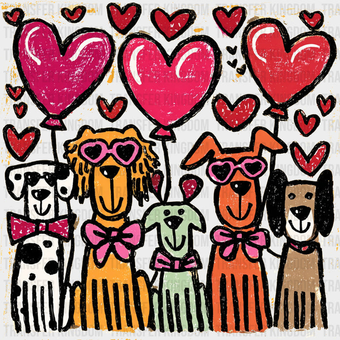 Dogs Crayon Art - Valentine's Day DTF Transfers