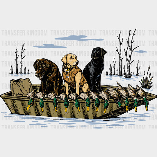 Dogs In Boat - Hunting DTF Transfers