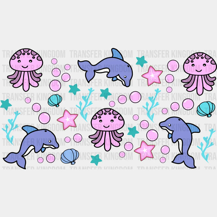Dolphins And Squids UV DTF Transfer Cup Wrap UV DTF Sticker
