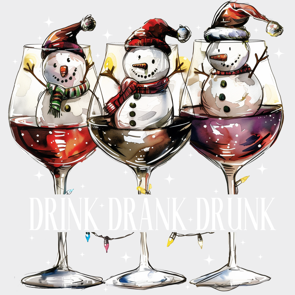 Drink Drank Drunk - Christmas DTF Transfer Adult Unisex - S & M (10’’) / Light Color Design (See Imaging)