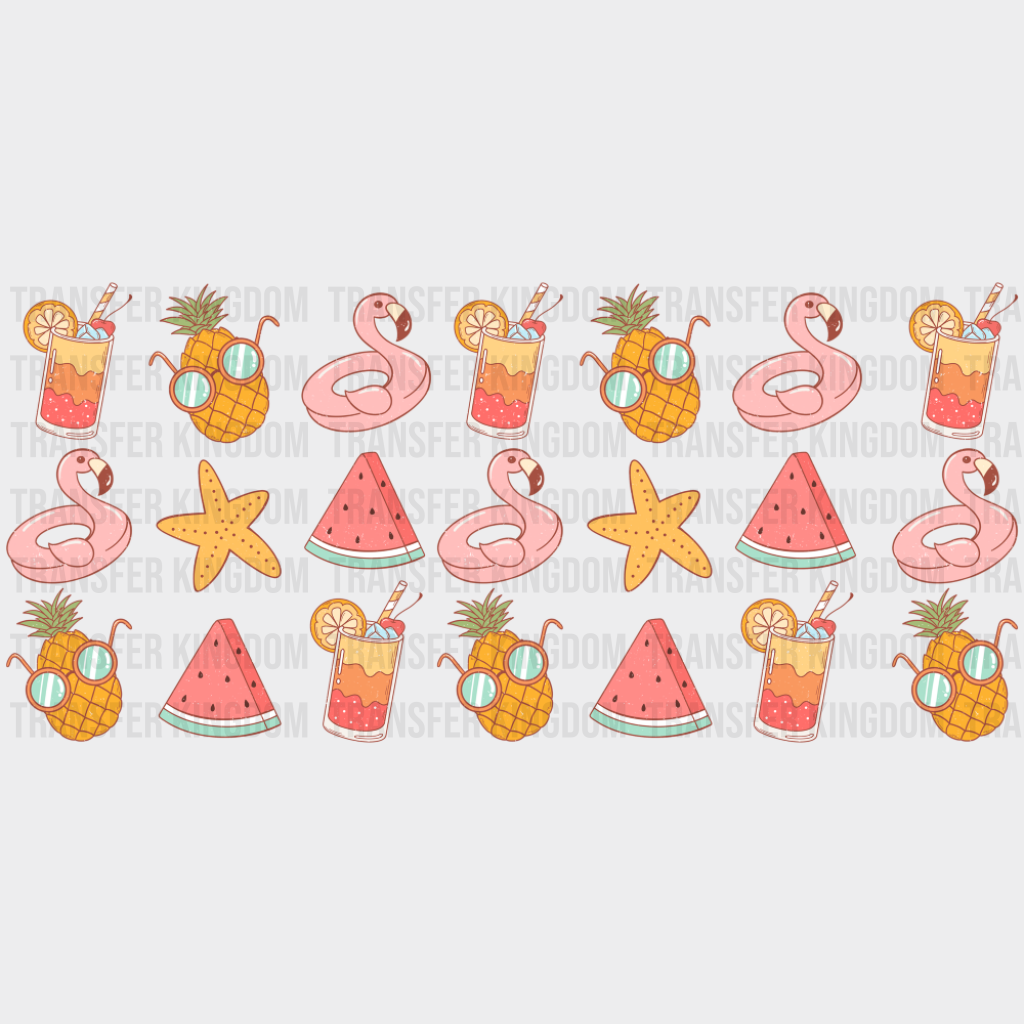 Drinks Flamingos Watermelon Pineapple - Summer Cup Wrap UV Sticker Permanent UV DTF Decal UVDTF