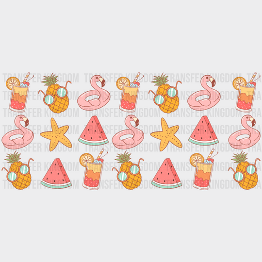 Drinks Flamingos Watermelon Pineapple - Summer Cup Wrap UV Sticker Permanent UV DTF Decal UVDTF