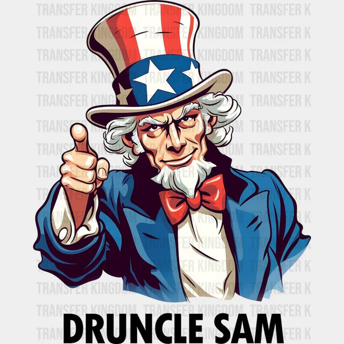 Druncle Sam B&W - 4th Of July DTF Transfer