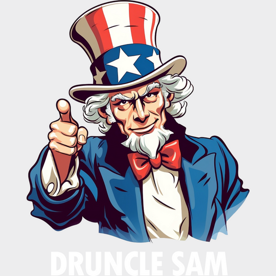 Druncle Sam B&W - 4th Of July DTF Transfer Adult Unisex - S & M (10’’) / Light Color Design (See Imaging)
