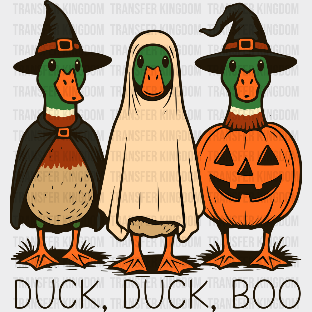 Duck Duck Boo - Halloween DTF Transfer Adult Unisex - S & M (10’’) / Dark Color Design (See Imaging)