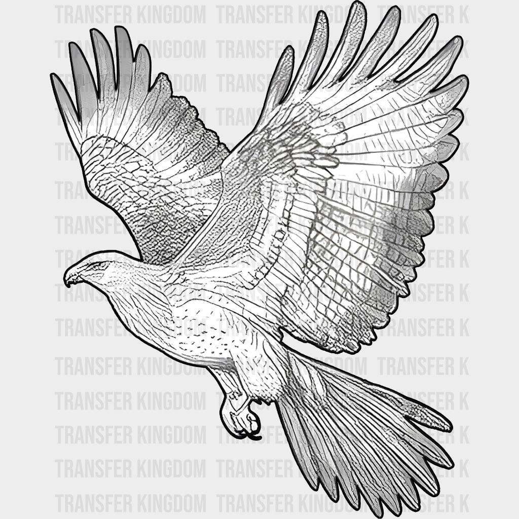 Eagle B&W - Animals DTF Transfers - Adult Unisex - S & M (10’’) / Dark Color Design (See Imaging)