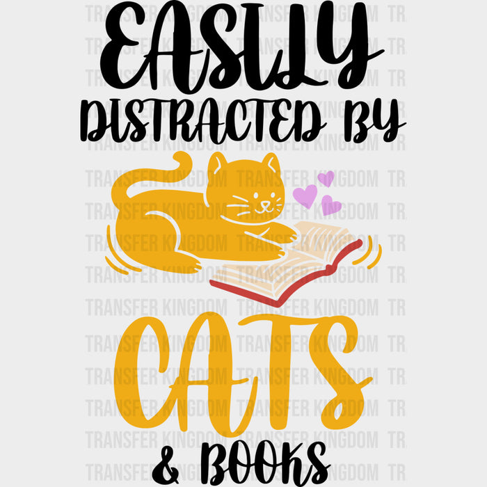 Easily Distracted By Cats & Books - Librarian DTF Transfers