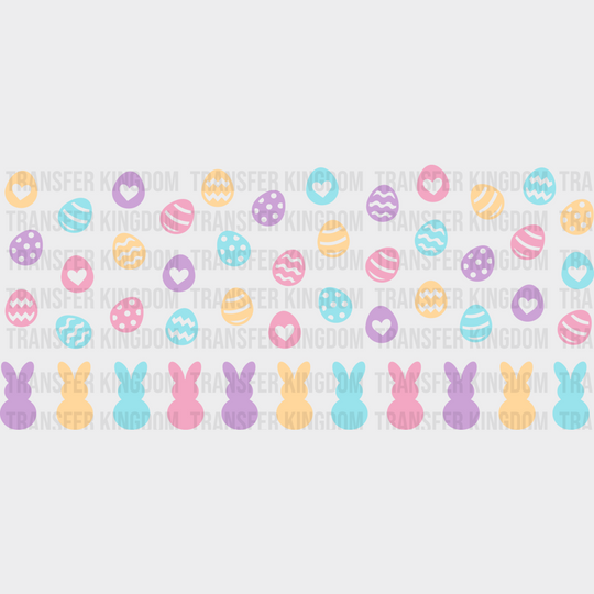 Easter Bunny And Eggs - Cup Wrap Uv Sticker Permanent Dtf Decal