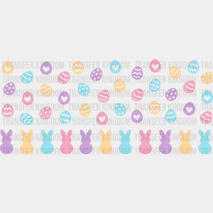 Easter Bunny And Eggs - Easter Cup Wrap UV Sticker Permanent UV DTF Decal