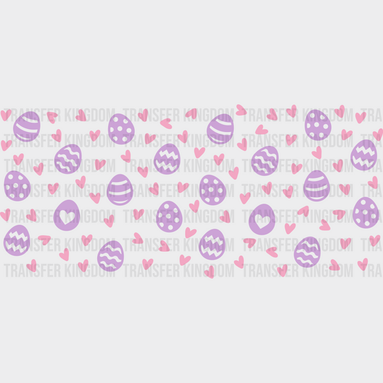 Easter Eggs Pink Hearts - Cup Wrap Uv Sticker Permanent Dtf Decal