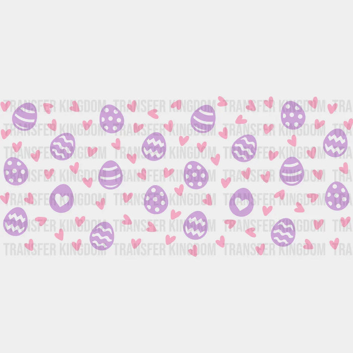Easter Eggs Pink Hearts - Easter Cup Wrap UV Sticker Permanent UV DTF Decal